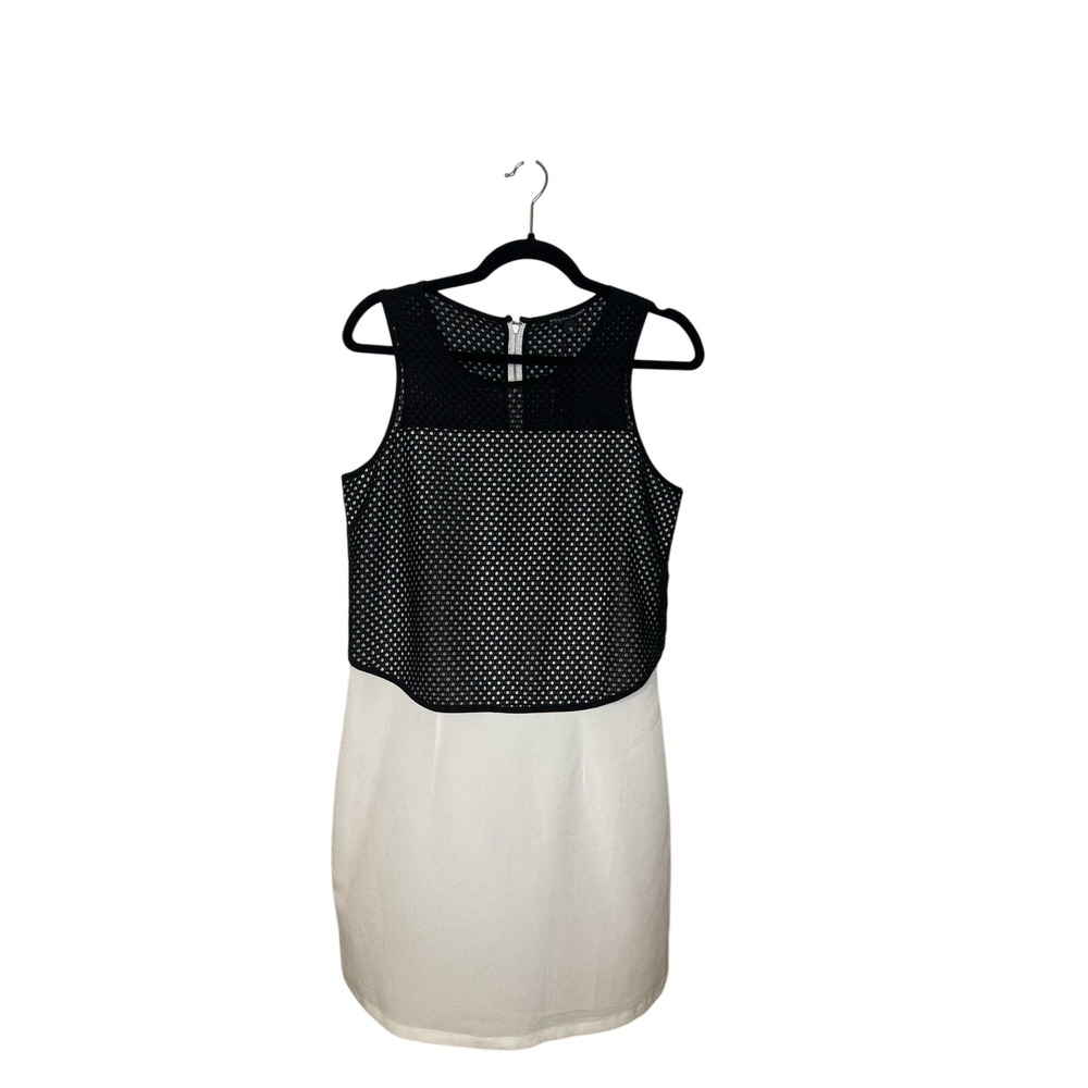W118 by Walter Baker Womens Sleeveless Shift Dress Back Zip Black White M #1231